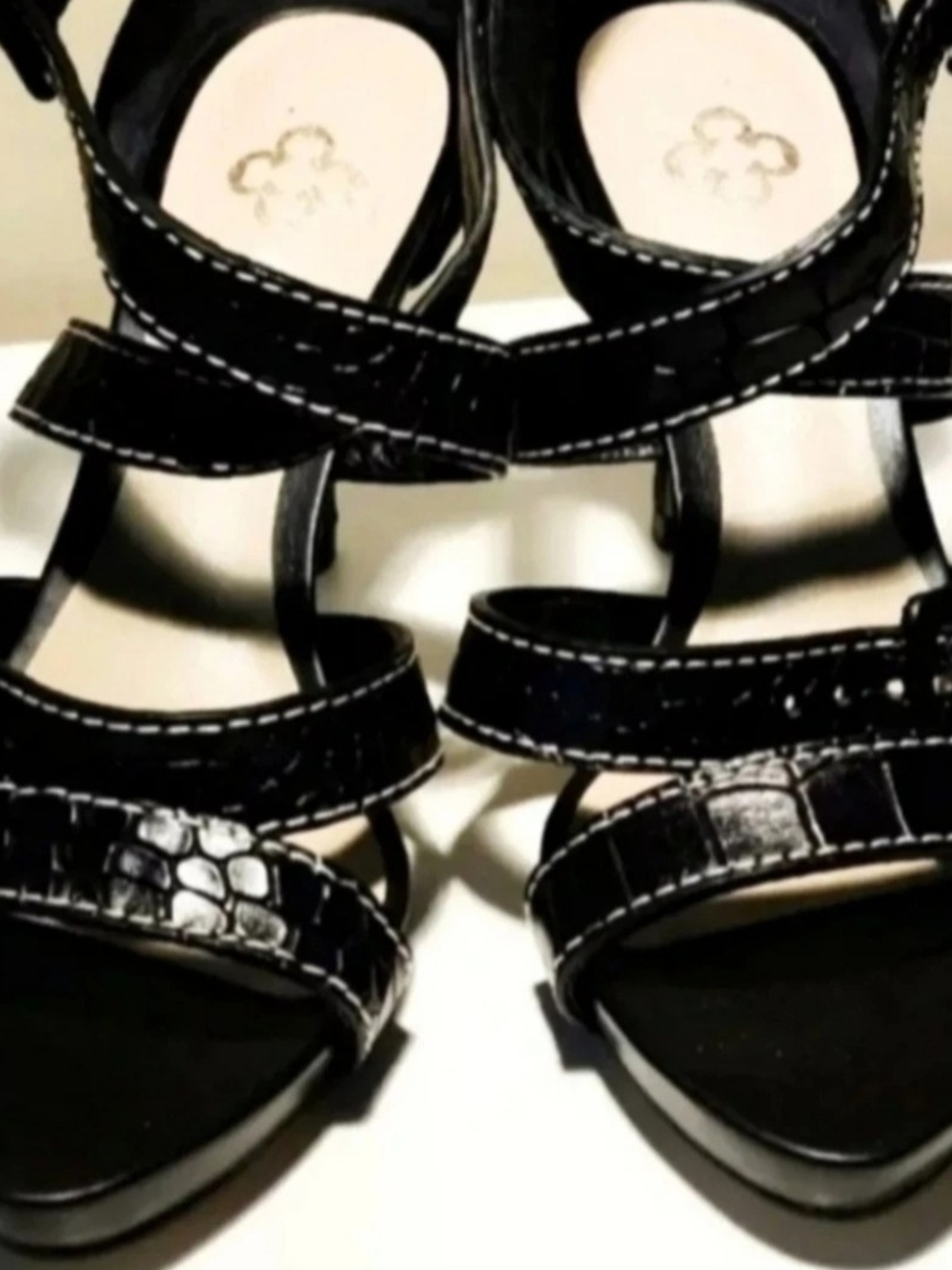 Capodarte Brazil Black Strappy Sandals Heels Euro 37/6US New